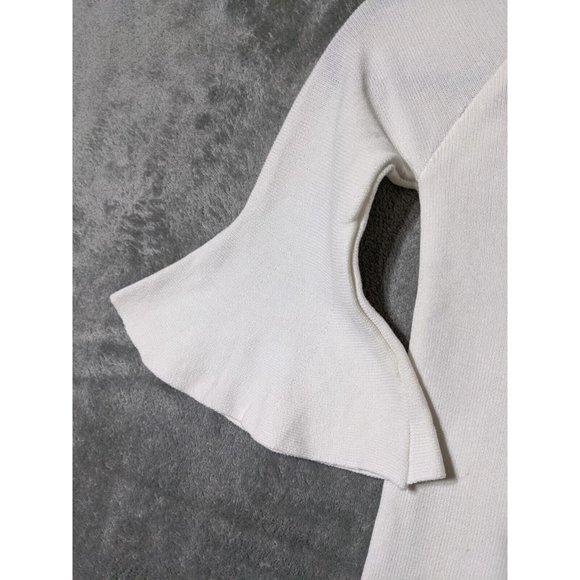 🍑AIR SPACE Women Sweater Knit Pullover Stretch Fall Winter Solid White XS(0-2) - Picture 5 of 12